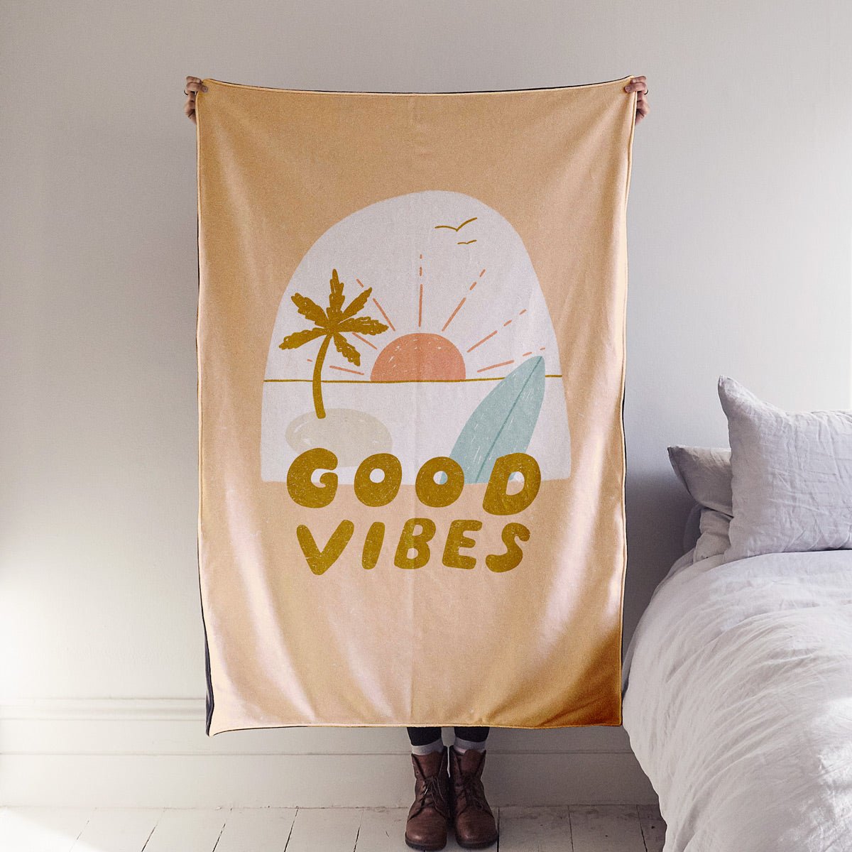 Good vibes throw outlet pillow